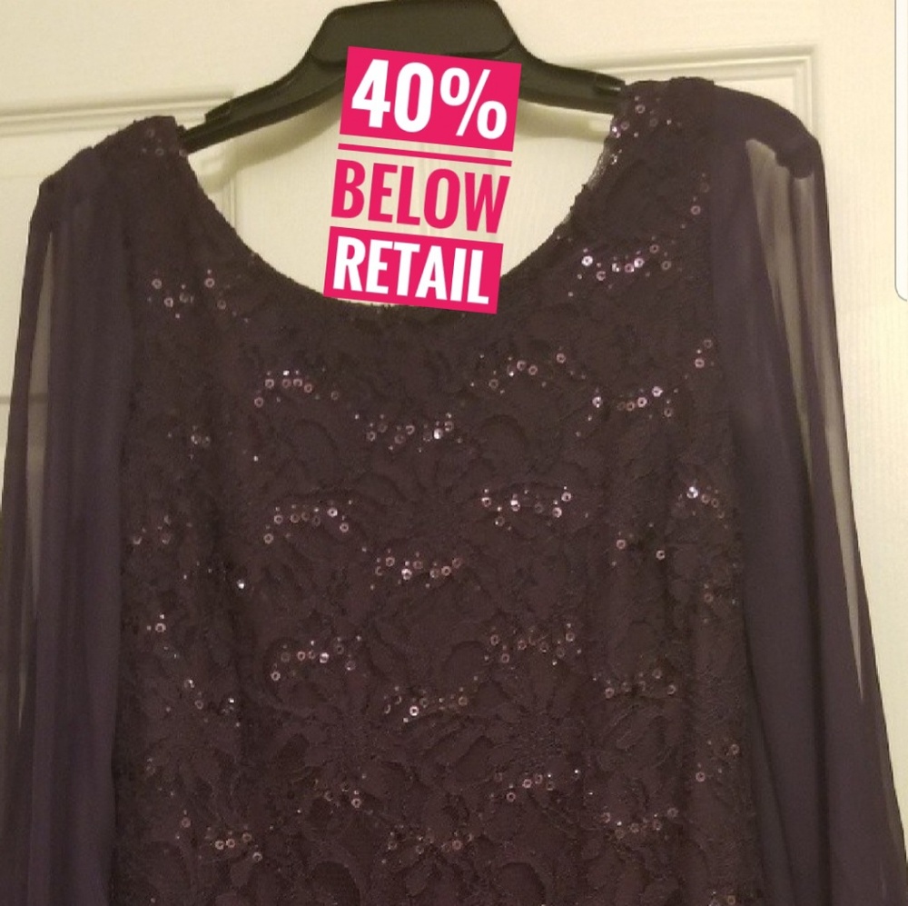 Lace and sequence evening dress